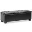 Pemberly Row Modern Leather Tufted Storage Ottoman Bench in Black