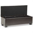 Pemberly Row Modern Leather Tufted Storage Ottoman Bench in Brown