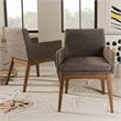 Pemberly Row Modern Dining Arm Chair in Gray and Brown (Set of 2)