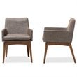 Pemberly Row Modern Dining Arm Chair in Gray and Brown (Set of 2)