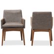 Pemberly Row Modern Dining Arm Chair in Gray and Brown (Set of 2)