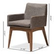 Pemberly Row Modern Dining Arm Chair in Gray and Brown (Set of 2)