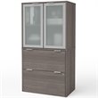 Pemberly Row Contemporary 2 Drawer Door File Cabinet in Bark Gray