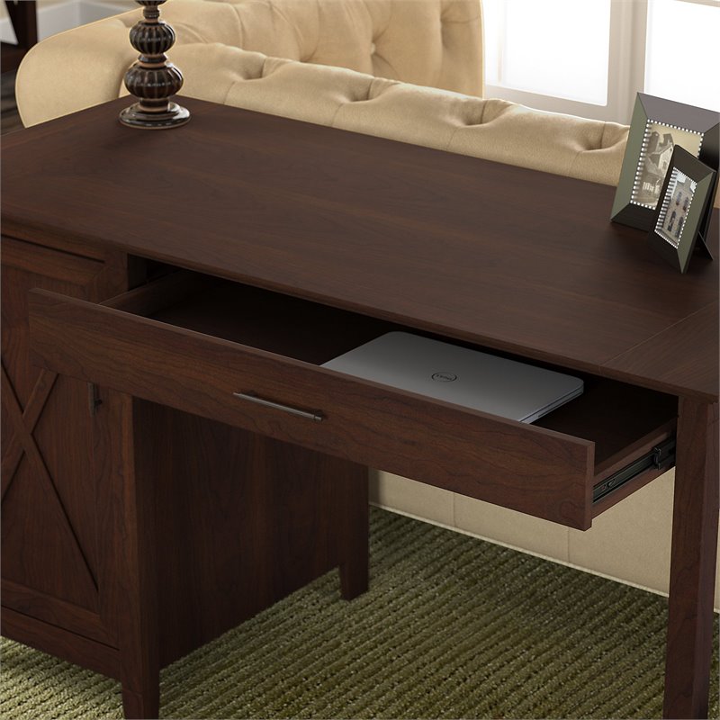 Pemberly Row Computer Desk with Lateral File Cabinet in Cherry - Engineered Wood