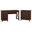 Pemberly Row Computer Desk with Lateral File Cabinet in Cherry - Engineered Wood