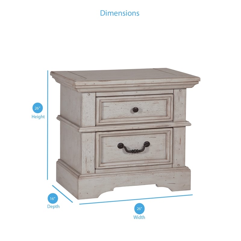 Pemberly Row Contemporary Antique Gray Wood 2-drawer Nightstand
