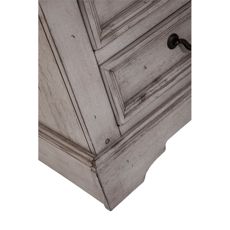 Pemberly Row Contemporary Antique Gray Wood 2-drawer Nightstand