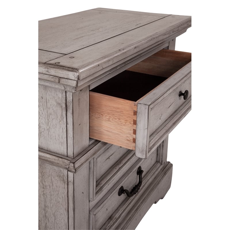 Pemberly Row Contemporary Antique Gray Wood 2-drawer Nightstand