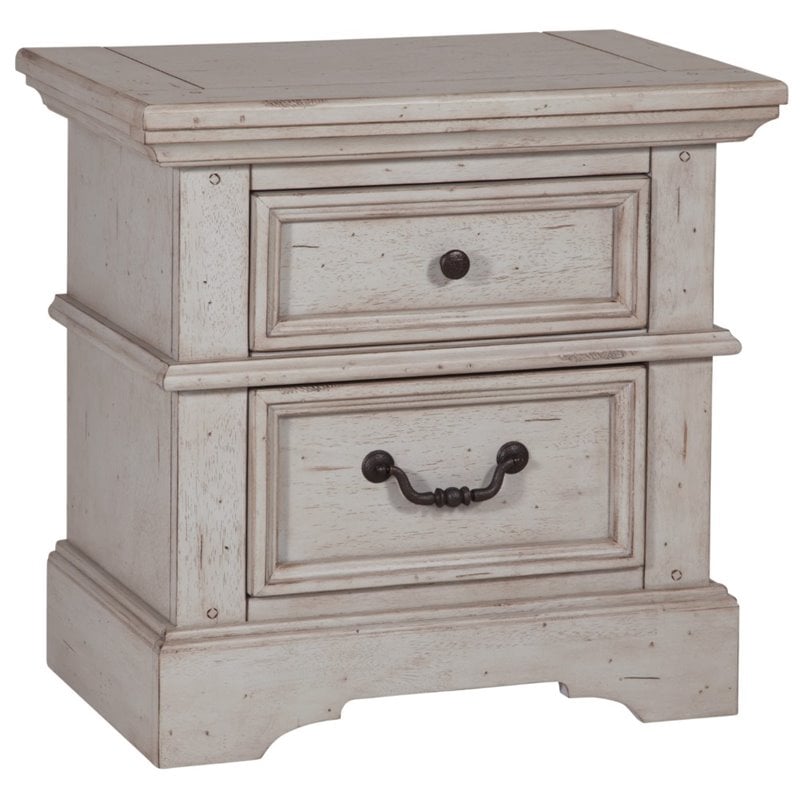 Pemberly Row Contemporary Antique Gray Wood 2-drawer Nightstand