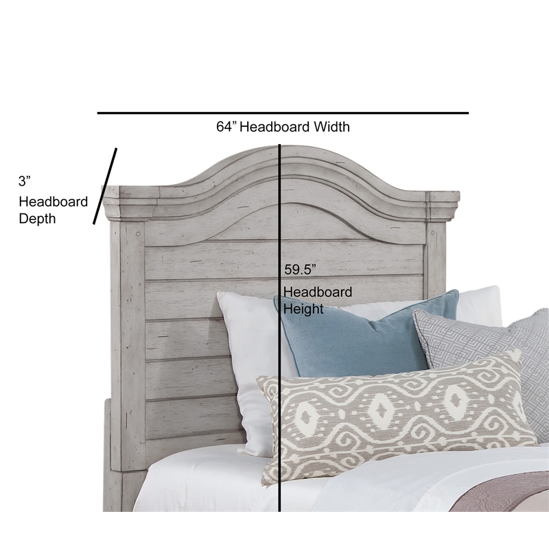 Pemberly Row Contemporary Antique Gray Wood Full Size Headboard