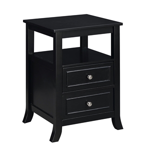 Pemberly Row Modern Two-Drawer End Table in Black Wood Finish