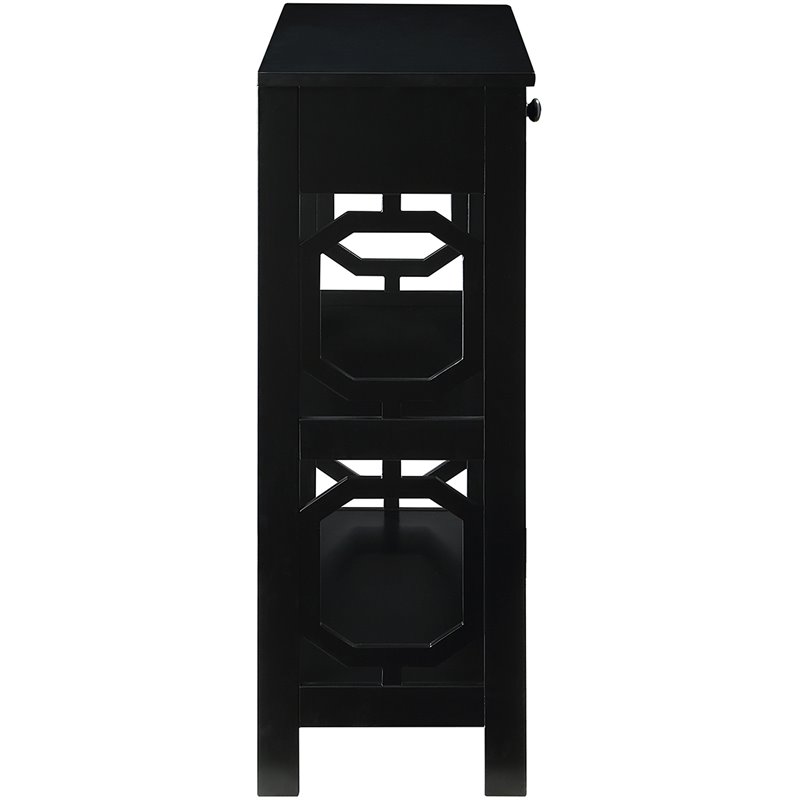 Pemberly Row Modern Storage Console Table in Black Wood Finish
