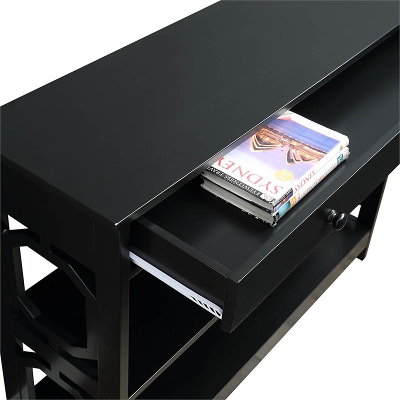 Pemberly Row Modern Storage Console Table in Black Wood Finish