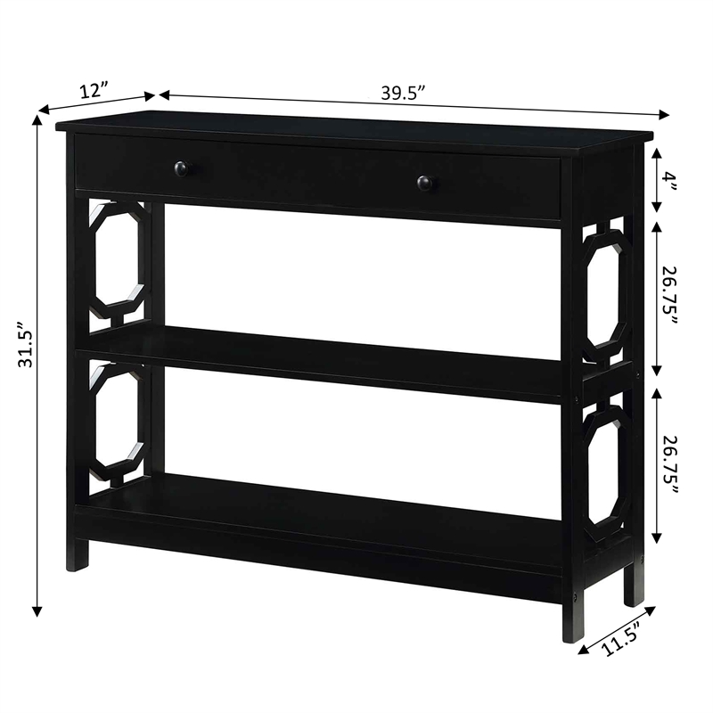 Pemberly Row Modern Storage Console Table in Black Wood Finish