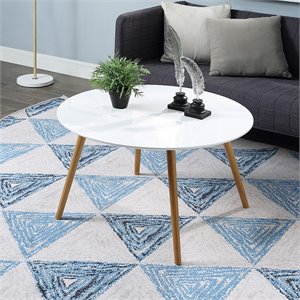 Pemberly Row 32&quot Round Coffee Table in Glossy White Wood Finish