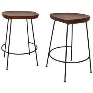 Pemberly Row Contemporary 24.5&quot Counter Stool Chestnut Black