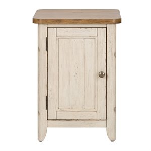 Pemberly Row Reimagined White Door Chair Side Table w/ Charging Station