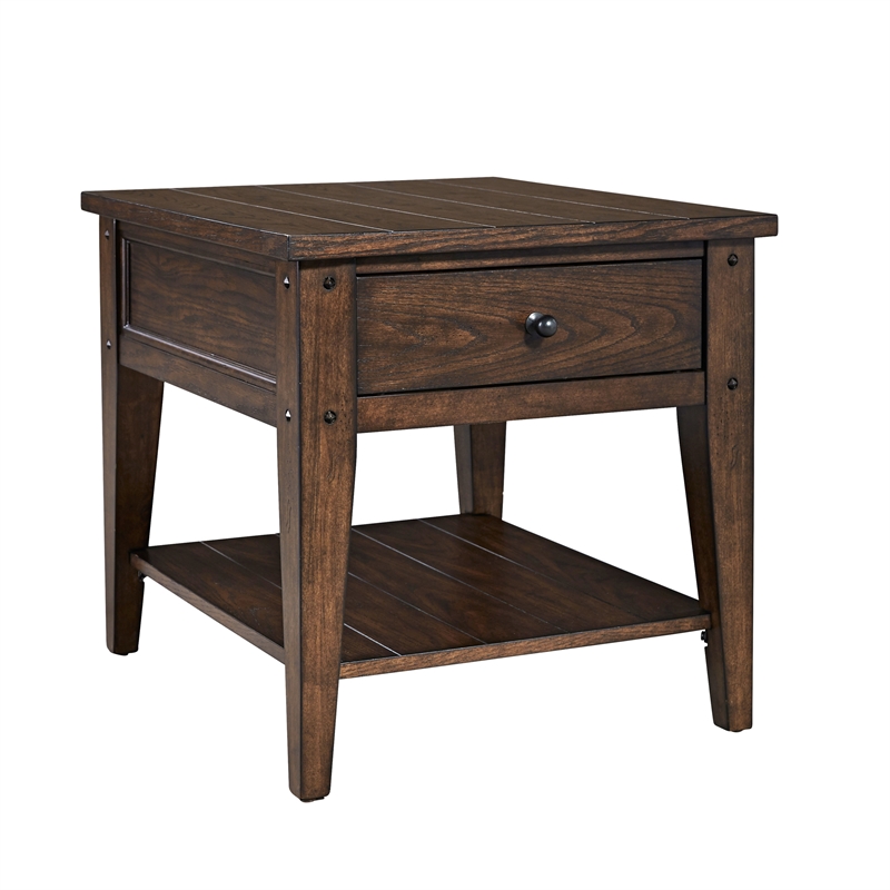 Pemberly Row Modern / Contemporary Dark Brown Wood End Table