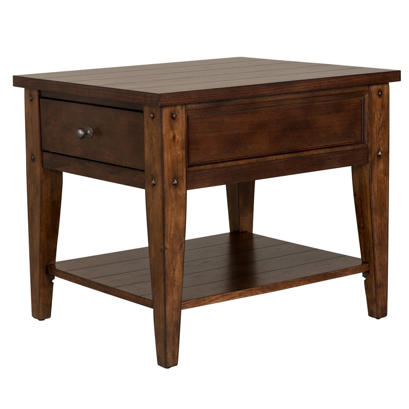 Pemberly Row Modern / Contemporary Dark Brown Wood End Table