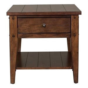 Pemberly Row Modern / Contemporary Dark Brown Wood End Table