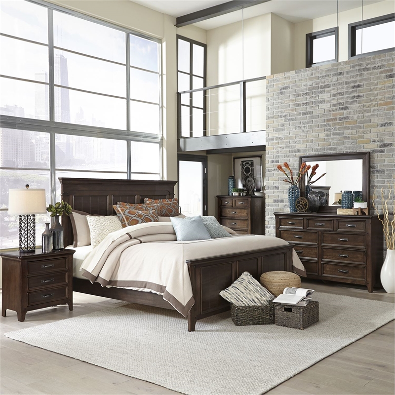 Pemberly Row Contemporary Transitional Dark Brown Finish Mirror