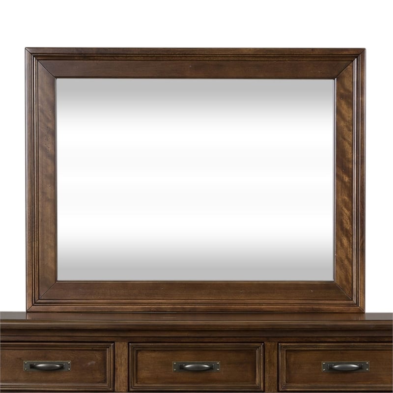 Pemberly Row Contemporary Transitional Dark Brown Finish Mirror