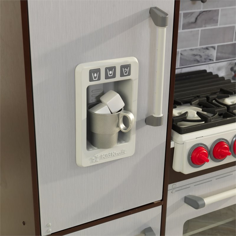 Pemberly Row Modern Uptown Elite Play Kitchen in Espresso and Gray