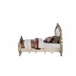 Pemberly Row Tufted Eastern King Panel Bed in Cream Fabric and Golden Ivory