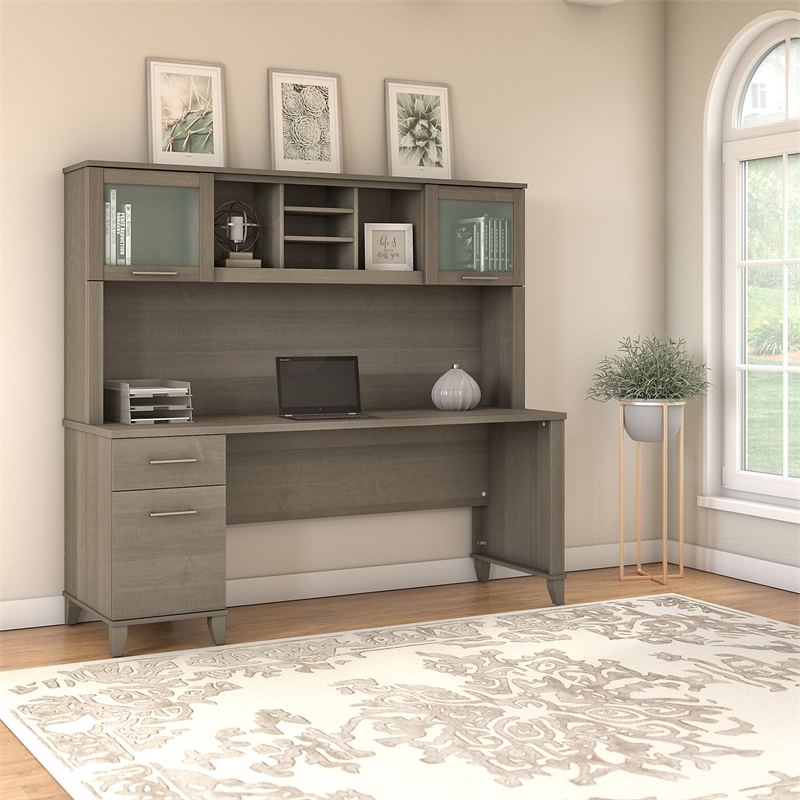 Pemberly Row Modern / Contemporary 72W Office Desk with Hutch