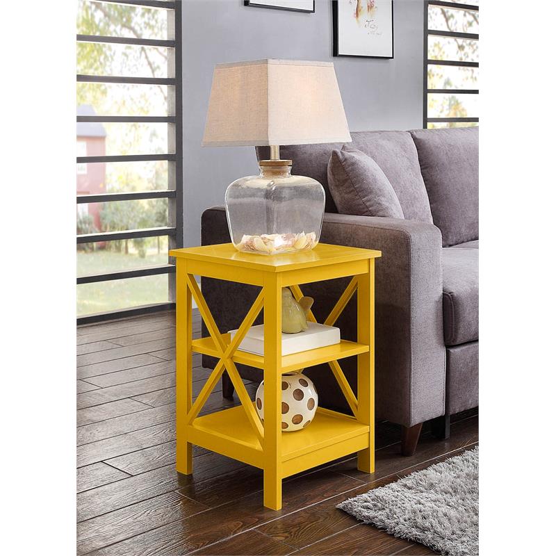 Pemberly Row Contemporary End Table in Bright Yellow Wood Finish