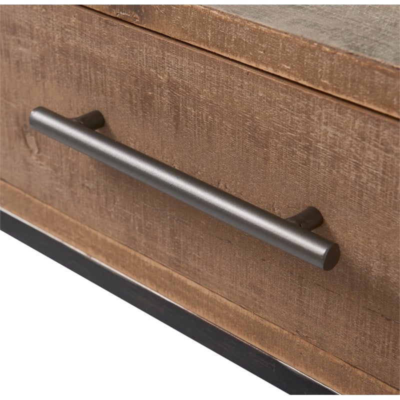 Pemberly Row Contemporary Transitional Console Table Brown Finish