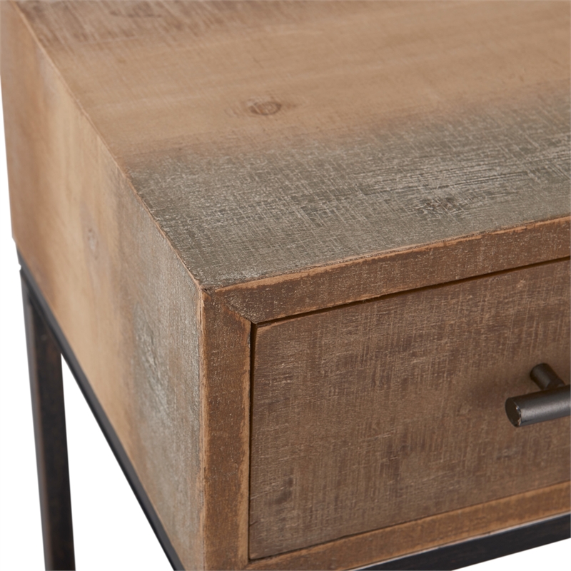 Pemberly Row Contemporary Transitional Console Table Brown Finish