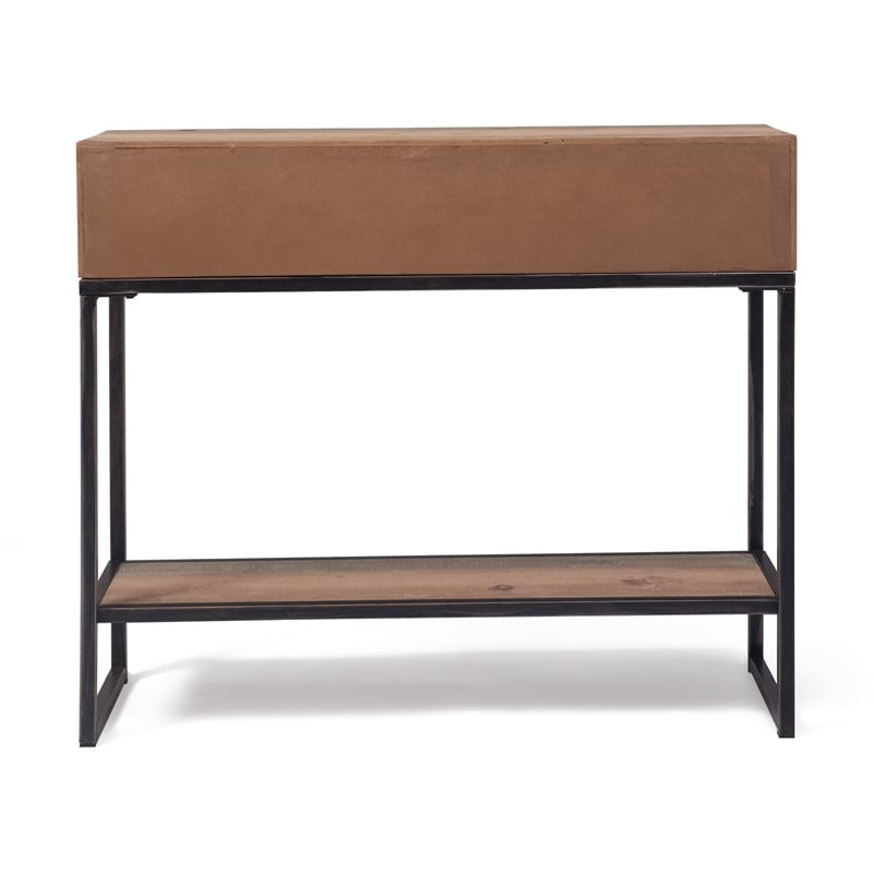 Pemberly Row Contemporary Transitional Console Table Brown Finish