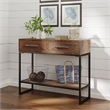Pemberly Row Contemporary Transitional Console Table Brown Finish