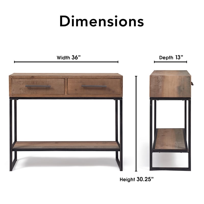 Pemberly Row Contemporary Transitional Console Table Brown Finish