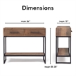 Pemberly Row Contemporary Transitional Console Table Brown Finish