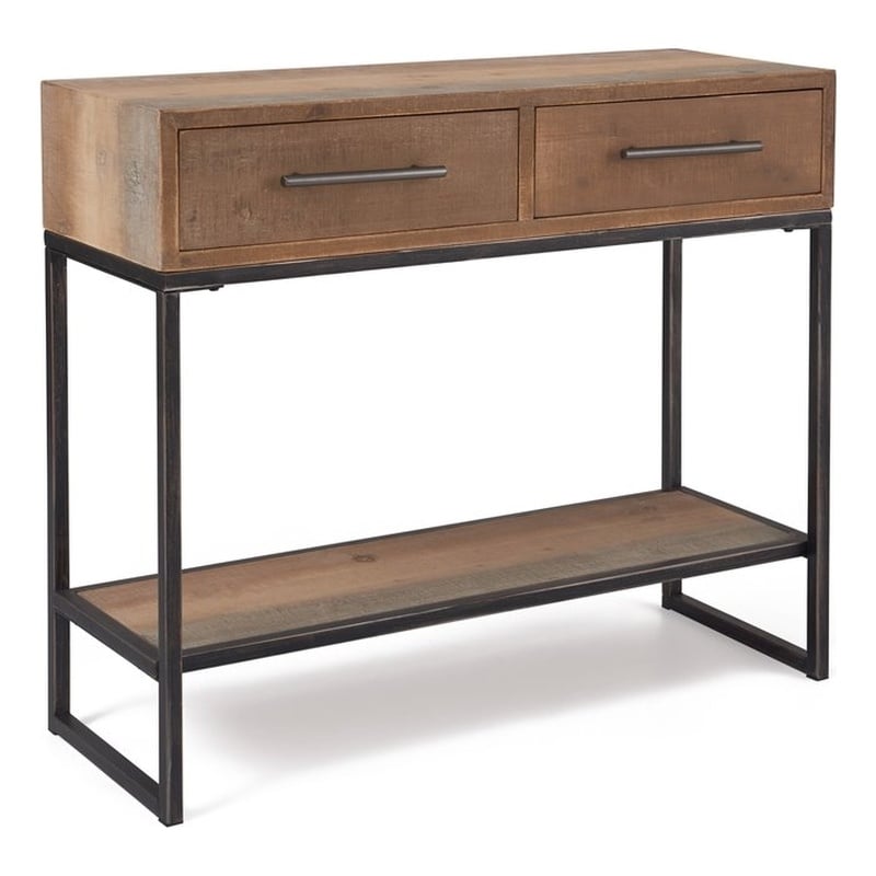 Pemberly Row Contemporary Transitional Console Table Brown Finish