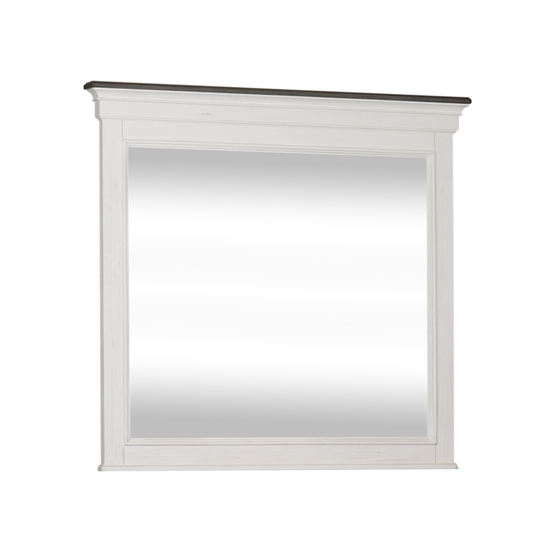 Pemberly Row Contemporary Transitional White Finish Crown Mirror