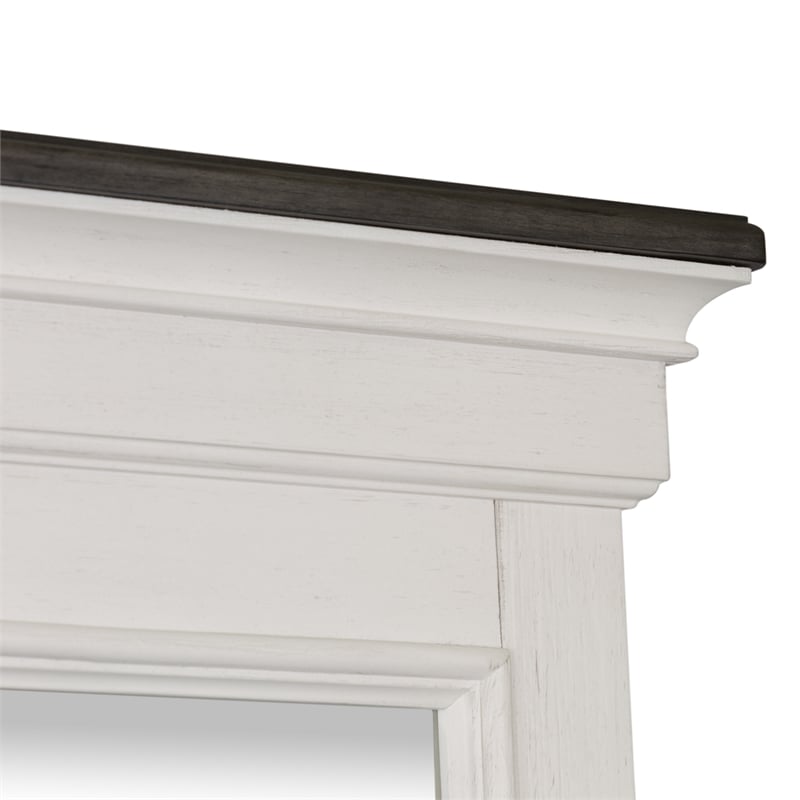 Pemberly Row Contemporary Transitional White Finish Crown Mirror