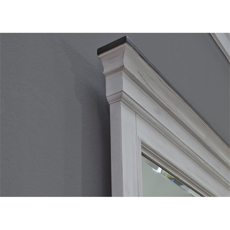 Pemberly Row Contemporary Transitional White Finish Crown Mirror