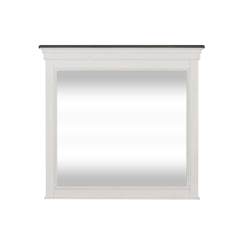 Pemberly Row Contemporary Transitional White Finish Crown Mirror