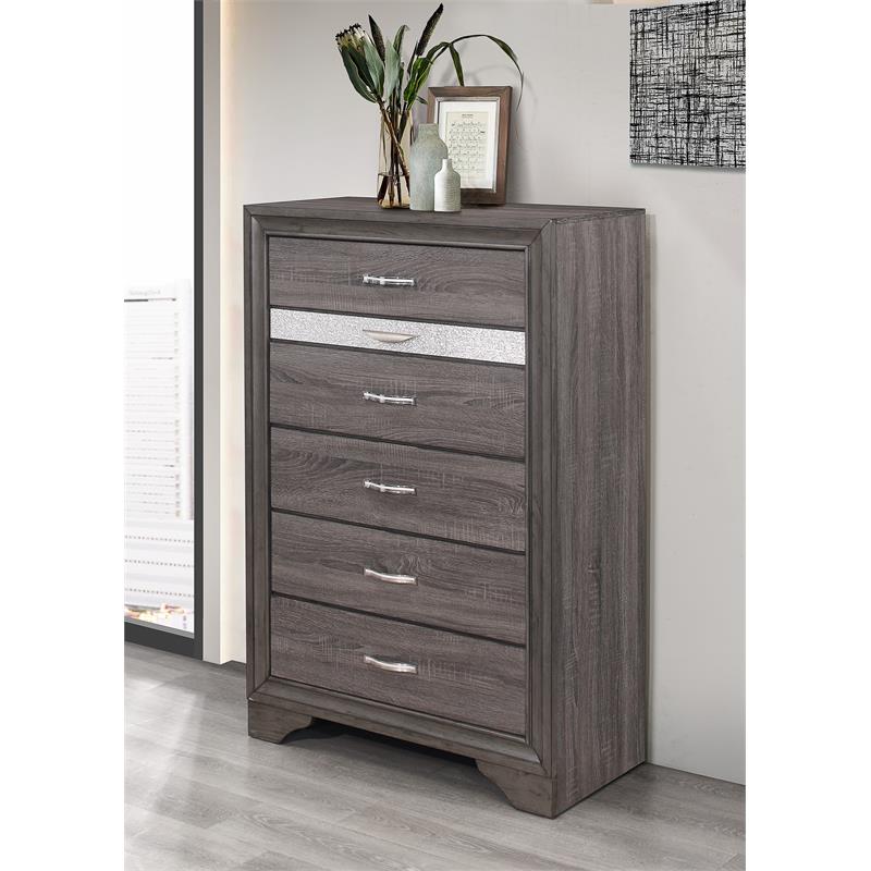 Pemberly Row Modern / Contemporary Melamine Wood Gray 6-Drawer Chest