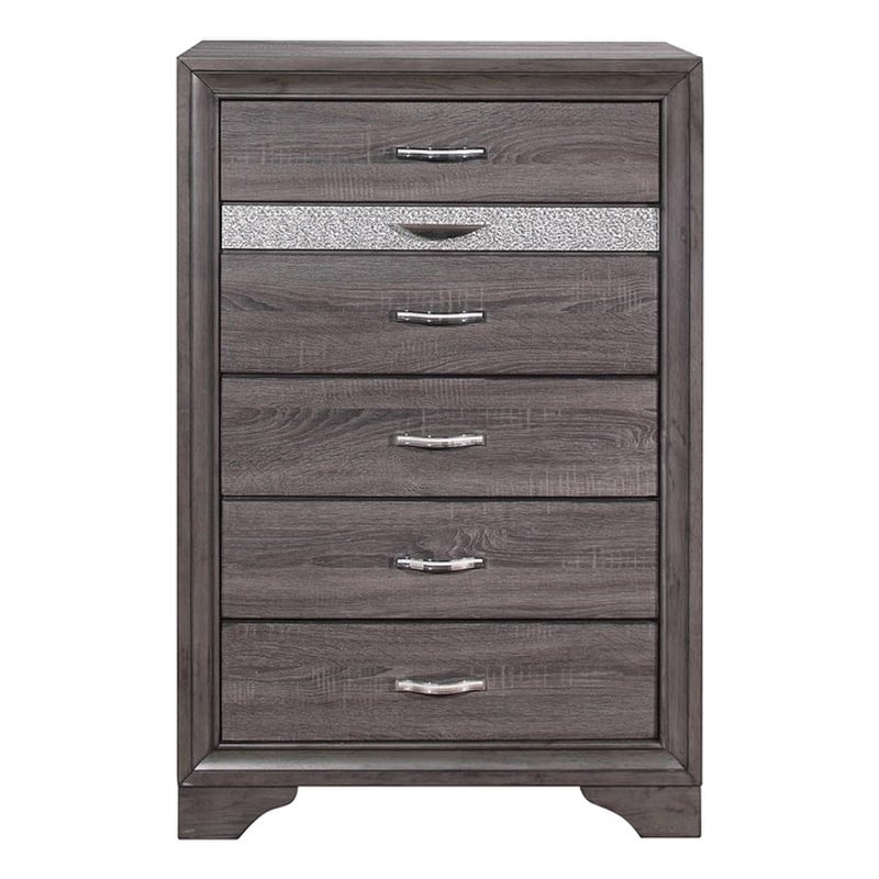 Pemberly Row Modern / Contemporary Melamine Wood Gray 6-Drawer Chest
