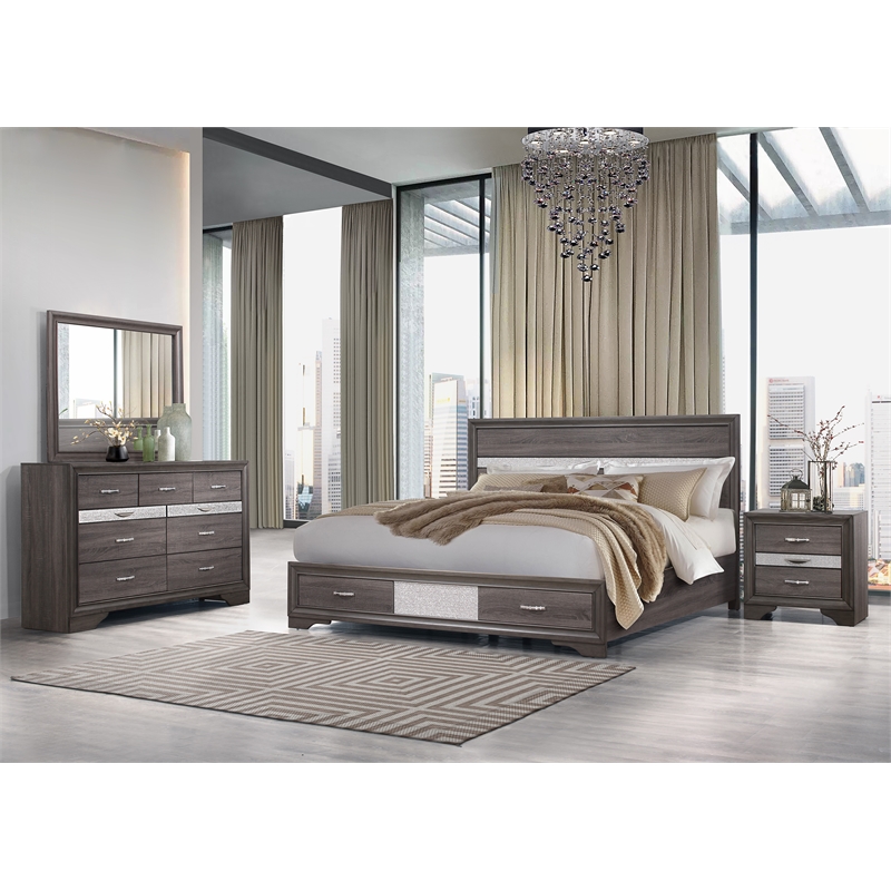 Pemberly Row Modern / Contemporary Melamine Wood Gray 6-Drawer Chest