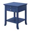 Pemberly Row End Table with Drawer and Slide in Blue Wood Finish