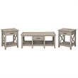Pemberly Row Coffee Table with Set of 2 End Tables in Washed Gray
