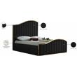 Pemberly Row Modern Solid Wood and Velvet Queen Bed in Black