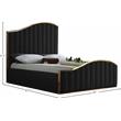 Pemberly Row Modern Solid Wood and Velvet Queen Bed in Black