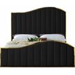 Pemberly Row Modern Solid Wood and Velvet Queen Bed in Black