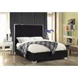 Pemberly Row Contemporary Solid Wood and Velvet Full Bed in Black